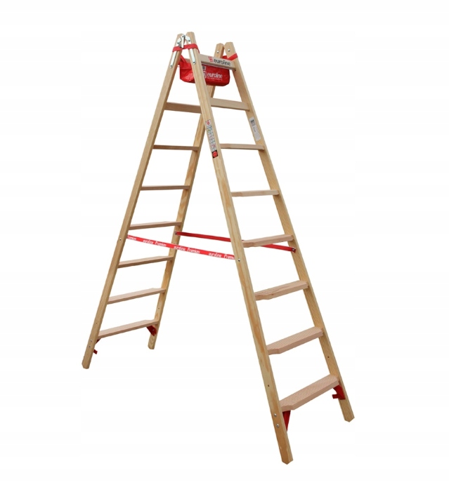 Drabina Drewniana Euroline 1057708 Profesjonalna 2x8 TRBS 2121-2