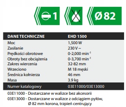 Wiertnica Diamentowa Eibenstock EHD 1500 1500W NA SUCHO